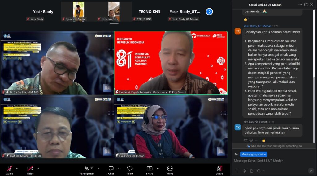 Mahasiswa Ilmu Pemerintahan UT Medan Didorong Aktif Awasi Pelayanan Publik dan Cegah Maladministrasi